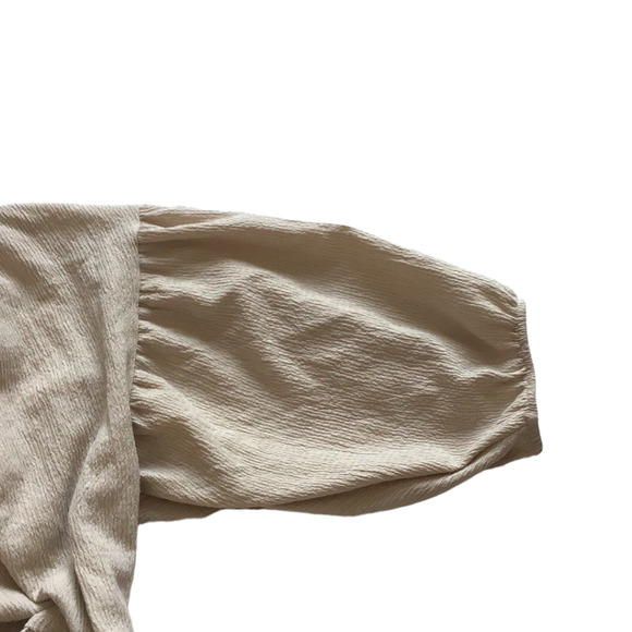 Zara Voluminous Oversized Texture V-neck Short Sleeve Dress, size M - Picture 8 of 13